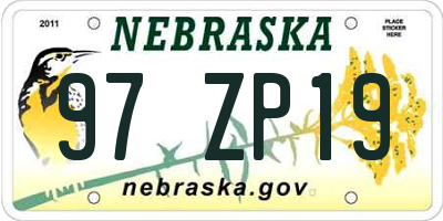 NE license plate 97ZP19
