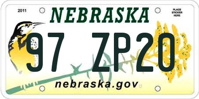 NE license plate 97ZP20