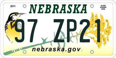 NE license plate 97ZP21