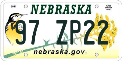 NE license plate 97ZP22