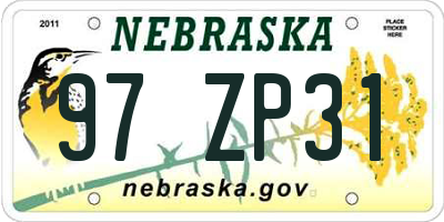 NE license plate 97ZP31