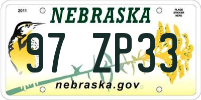 NE license plate 97ZP33