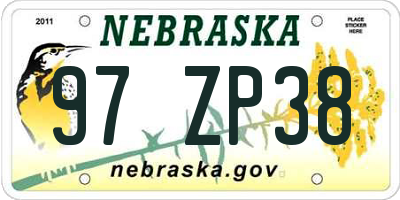 NE license plate 97ZP38