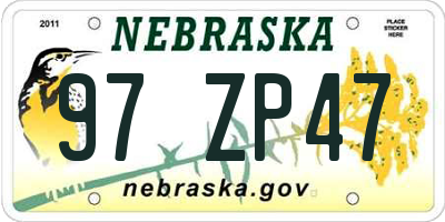 NE license plate 97ZP47