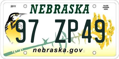 NE license plate 97ZP49