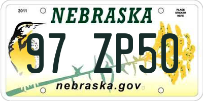 NE license plate 97ZP50