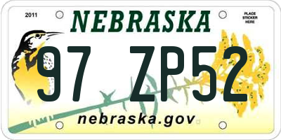 NE license plate 97ZP52