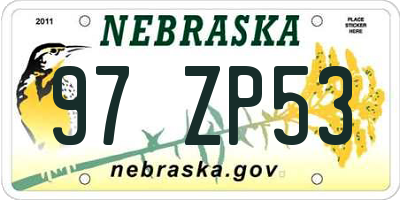 NE license plate 97ZP53