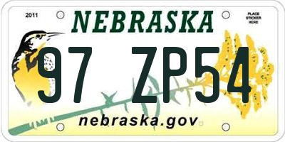 NE license plate 97ZP54