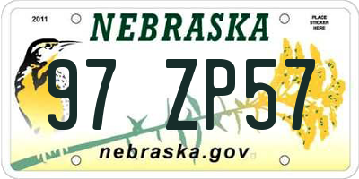 NE license plate 97ZP57