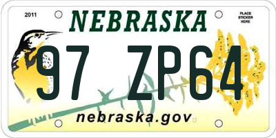 NE license plate 97ZP64