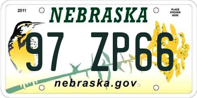 NE license plate 97ZP66