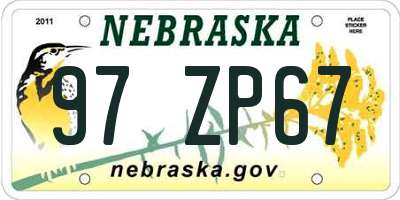 NE license plate 97ZP67