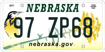 NE license plate 97ZP68