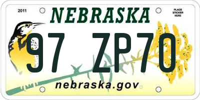 NE license plate 97ZP70