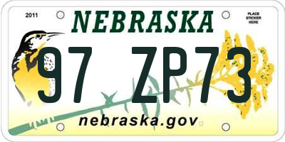 NE license plate 97ZP73