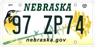 NE license plate 97ZP74