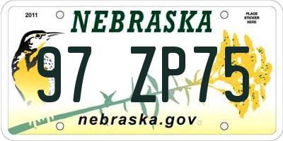 NE license plate 97ZP75