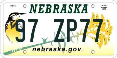 NE license plate 97ZP77