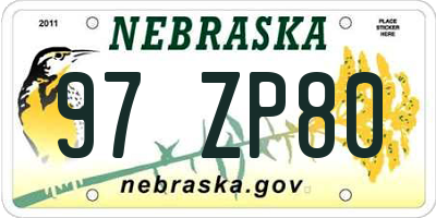 NE license plate 97ZP80