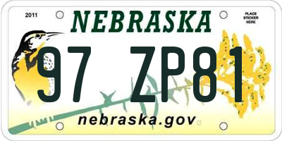 NE license plate 97ZP81