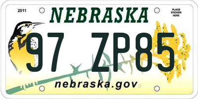 NE license plate 97ZP85