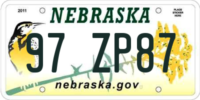 NE license plate 97ZP87