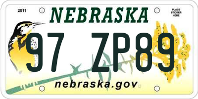 NE license plate 97ZP89