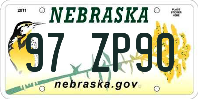 NE license plate 97ZP90