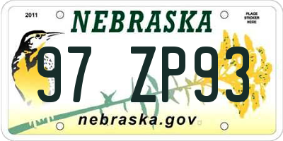 NE license plate 97ZP93
