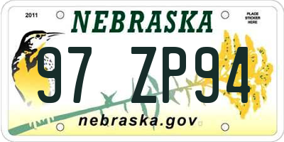 NE license plate 97ZP94