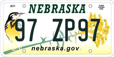 NE license plate 97ZP97