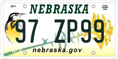 NE license plate 97ZP99