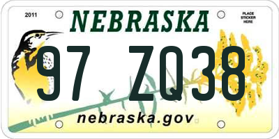 NE license plate 97ZQ38