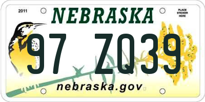 NE license plate 97ZQ39