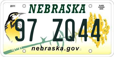 NE license plate 97ZQ44