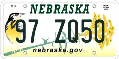 NE license plate 97ZQ50