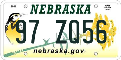 NE license plate 97ZQ56
