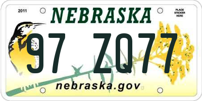 NE license plate 97ZQ77