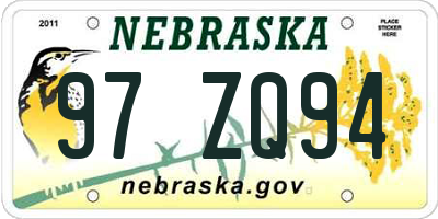 NE license plate 97ZQ94