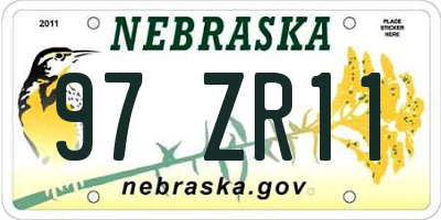 NE license plate 97ZR11