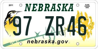 NE license plate 97ZR46