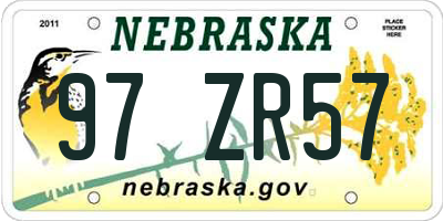 NE license plate 97ZR57