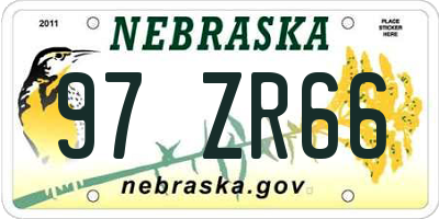NE license plate 97ZR66