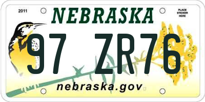 NE license plate 97ZR76