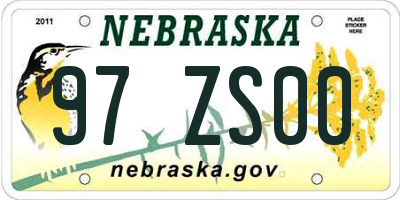 NE license plate 97ZS00
