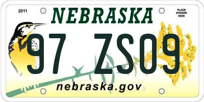 NE license plate 97ZS09