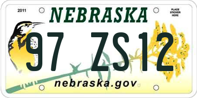 NE license plate 97ZS12