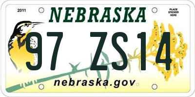 NE license plate 97ZS14