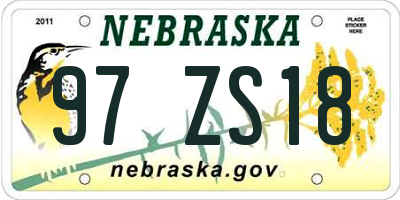 NE license plate 97ZS18